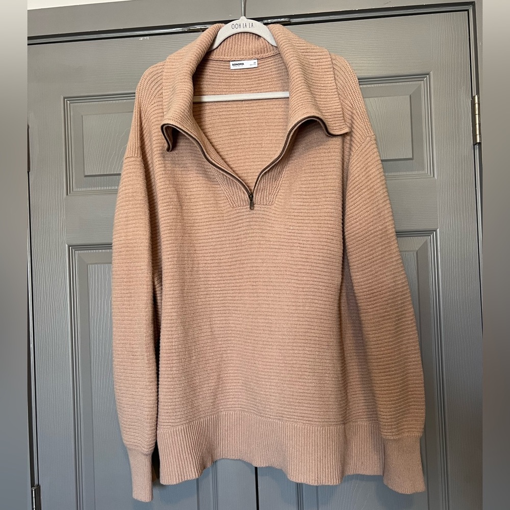 Sonoma Quarter Zip Camel Pullover Sweater